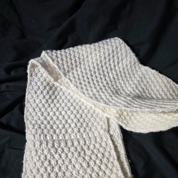 Handmade White Knit Scarf With Glittery Mickey Mouse Patch - Picture 3 of 5